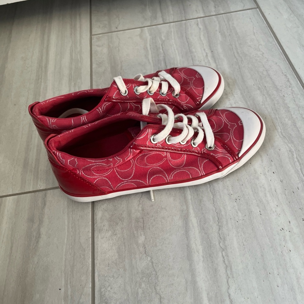 Coach Red and White Sneakers Vibrant Casual Style